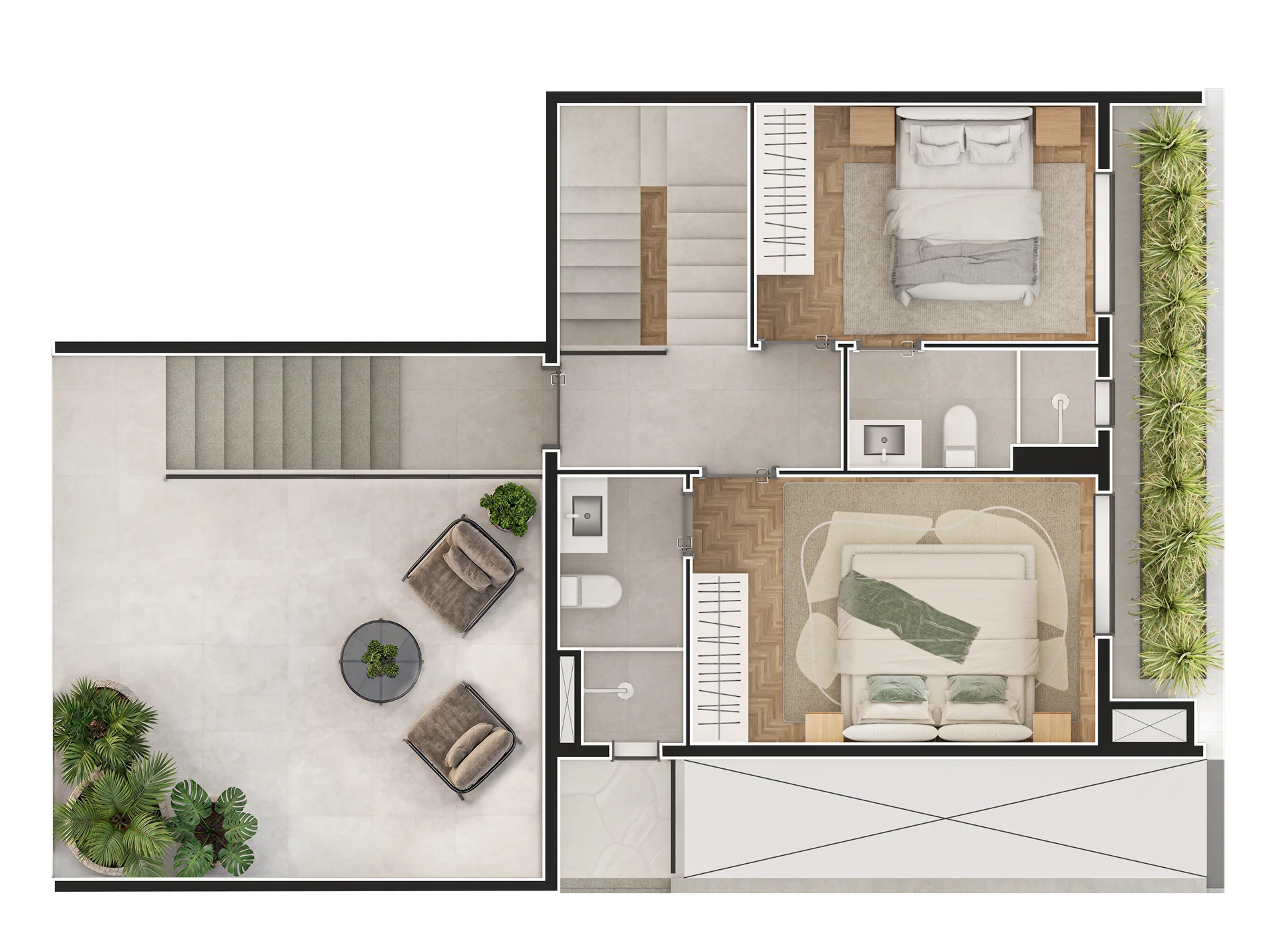 Penthouse, Pavimento superior